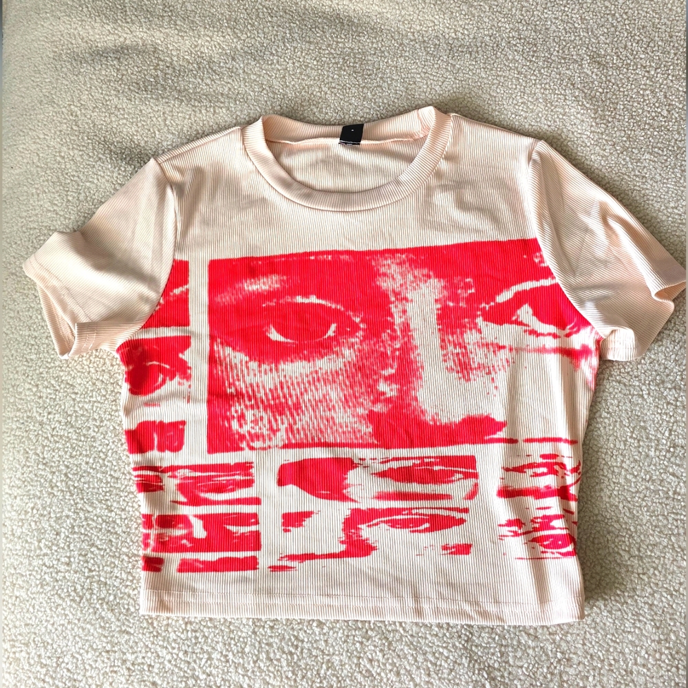 SHEIN Ribbed Graphic Tee Top